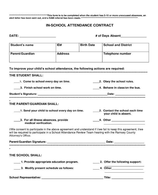 8 Student Attendance Contract Templates PDF Free Premium Templates