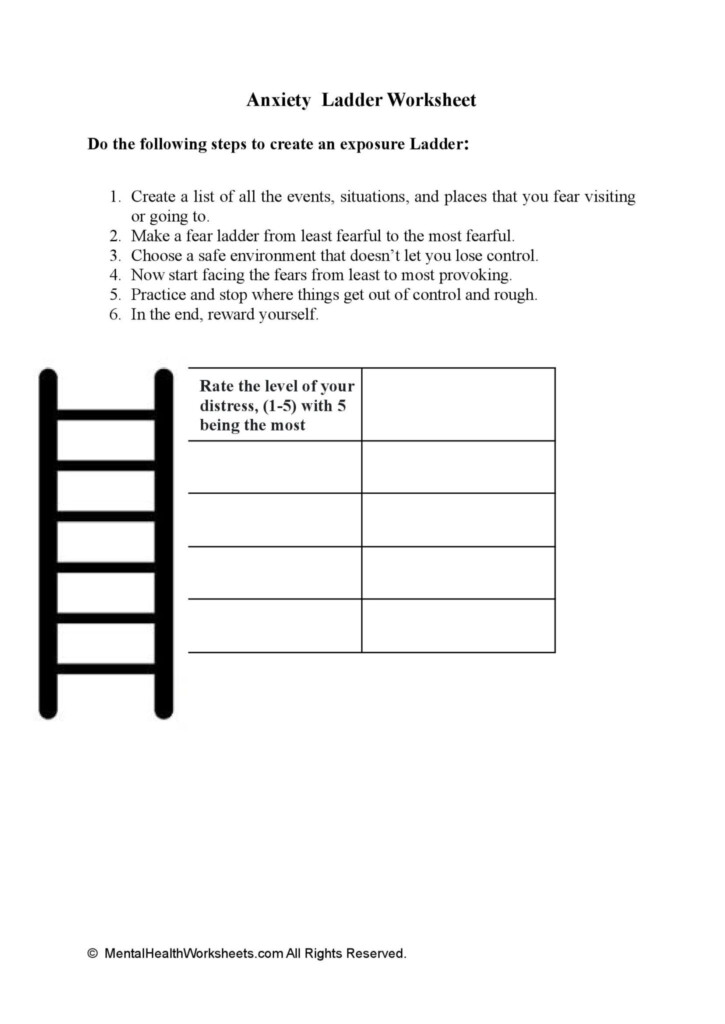 Anxiety Hierarchy Worksheet Anxiety Ladder Worksheet All Sheets Database