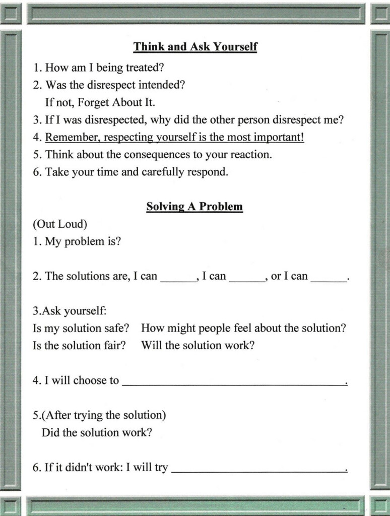 Conflict Resolution Worksheets Therapist Aid
