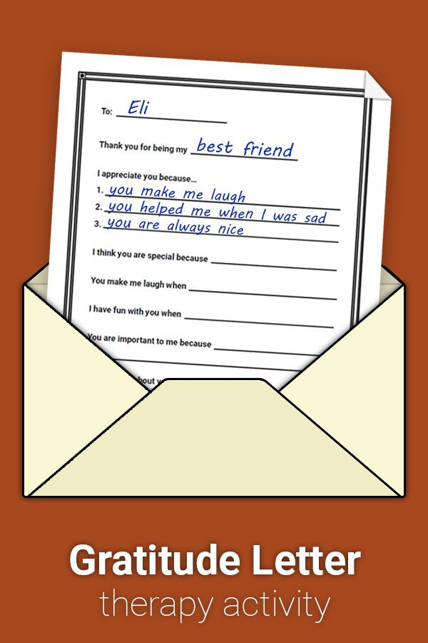Gratitude Letter Worksheet Therapist Aid Letters For Kids 