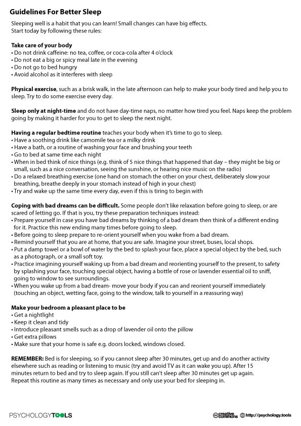 Guidelines For Better Sleep Psychology Tools Better Sleep Sleep 