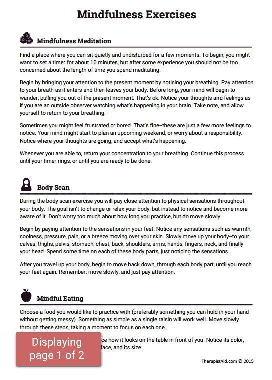 Mindfulness Exercises Worksheet Therapist Aid Https s media 