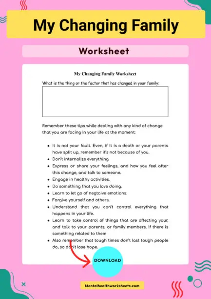 My Changing Family Worksheet Mental Health Worksheets