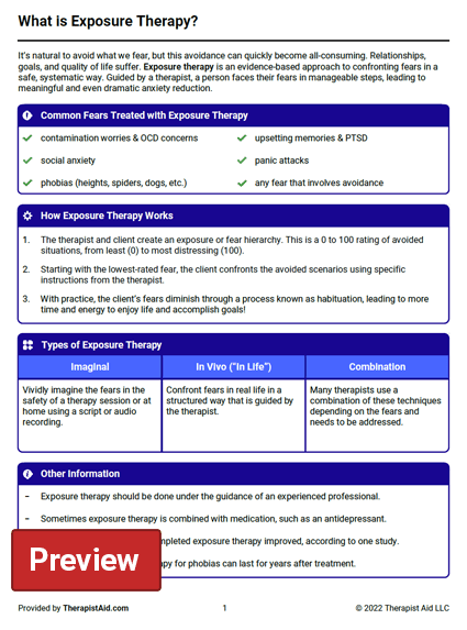 What Is Exposure Therapy Worksheet Therapist Aid