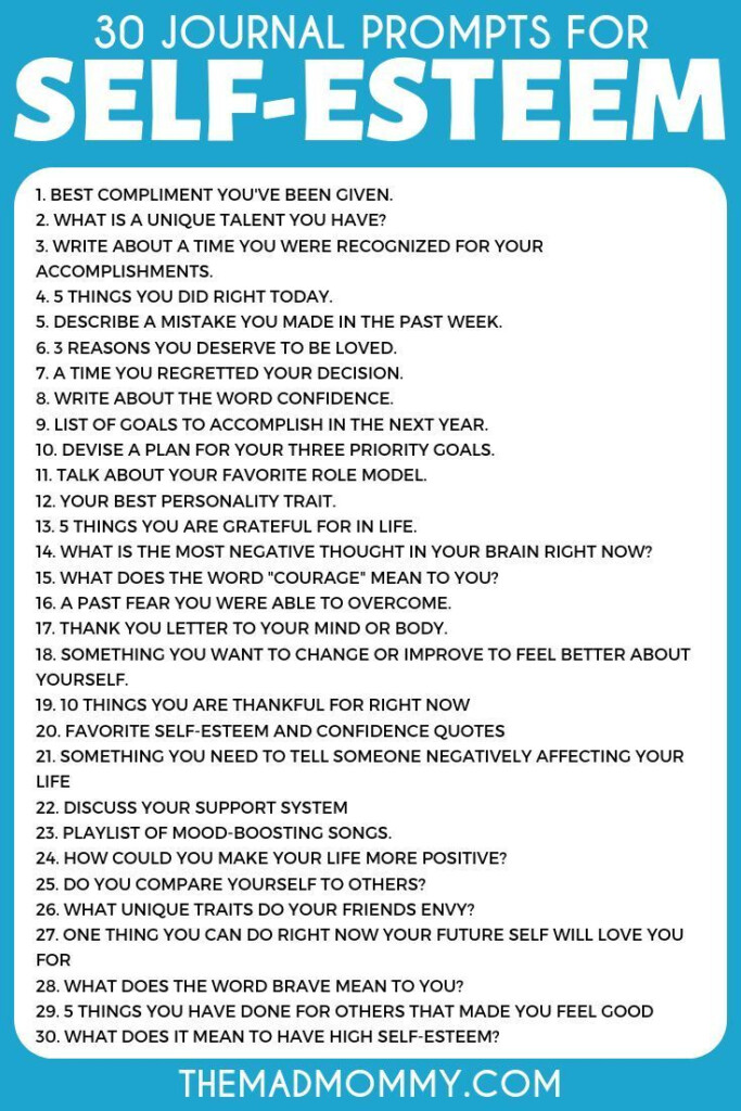 30 Journal Prompts For Self Esteem Boosting And Positive Thinking 