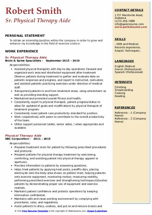 5 Physical Therapy Aide Resume Sample Ideas
