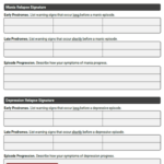 Bipolar Disorder Relapse Signatures Worksheet Therapist Aid