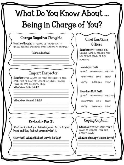 Cognitive Behavioral Therapy Worksheets For Children Worksheets Master