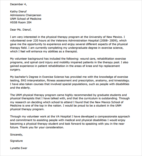 Cover Letter For Physical Therapist