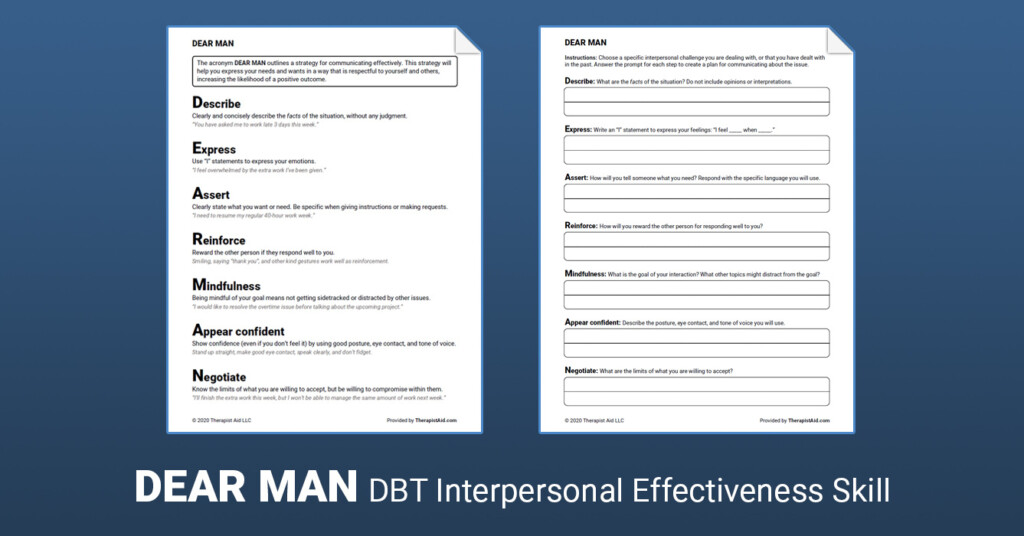 DBT Skill DEAR MAN Worksheet Therapist Aid In 2021 Dbt Therapy DBT 
