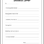 Goodbye Letter Grief Worksheet Free Download Gambr co