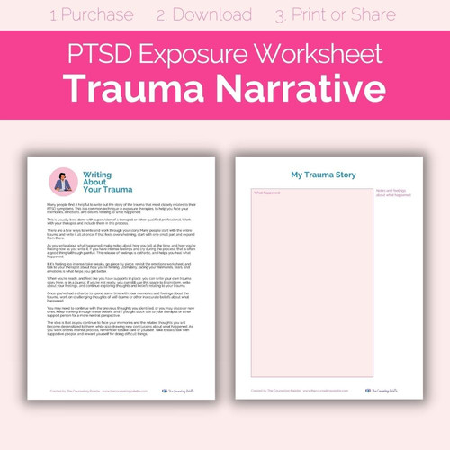 Trauma Story Trauma Narrative Worksheet PTSD Memories Counseling 