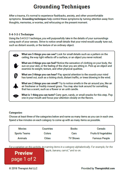 Trauma Worksheets For Adults
