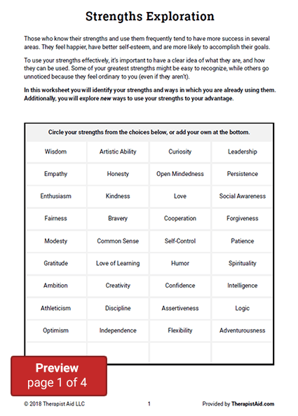 Using The Strengths Exploration Worksheet You Will Identify Your