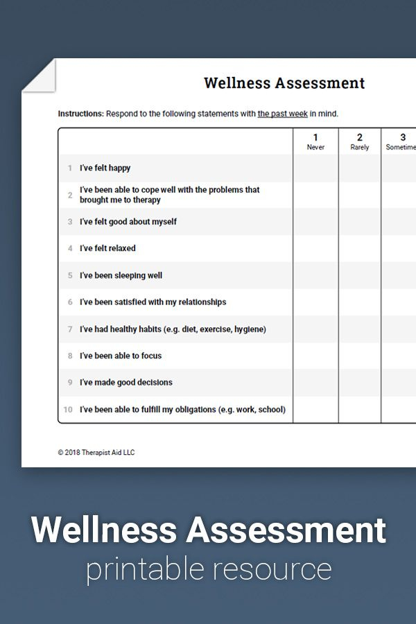 Wellness Assessment Worksheet Therapist Aid Therapy Worksheets