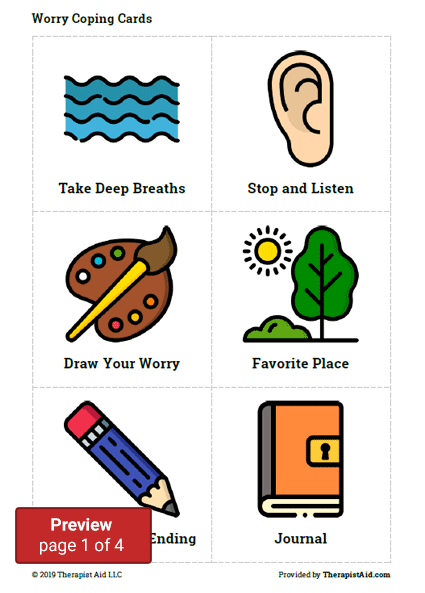 Worry Coping Cards Worksheet Therapist Aid No Worries Coping